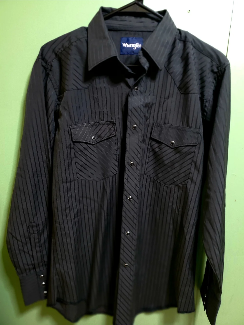 Wrangler Black Pinstripe Western Button-Down Shirt